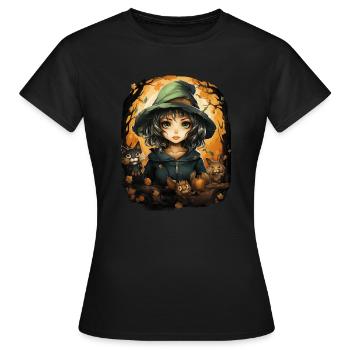 Halloween Witch I Cartoon Style I Witch - Frauen T-Shirt - Schwarz - Vorne - AI Model Female 172 dark (172cm)