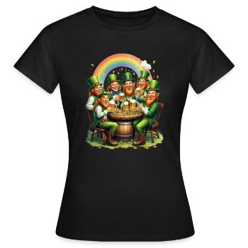 Irish Folklore Beer Drinking Leprechaun St - Frauen T-Shirt - Schwarz - Vorne - AI Model Female 172 dark (172cm)
