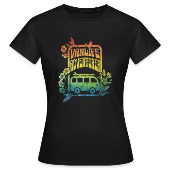 Vanlife - rainbow colour flowers - Women's T-Shirt - black - Front - AI Model Female 172 dark (172cm)