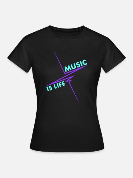 Music is Life Puls Heartbeat Music Fréquence Paroles - T-shirt Femme - noir