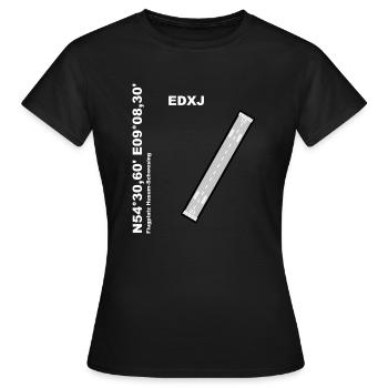 Flugplatz EDXJ Design mit Namen und Koordinaten - Frauen T-Shirt - Schwarz - Vorne - AI Model Female 172 dark (172cm)