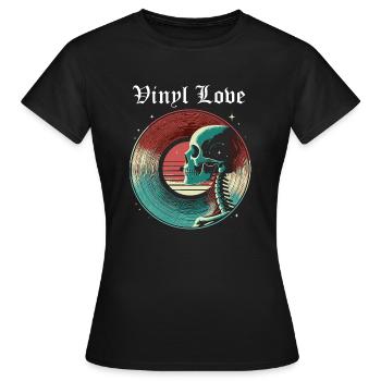 Retro-Vinyl-Liebe - Frauen T-Shirt - Schwarz - Vorne - AI Model Female 172 dark (172cm)