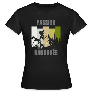 Passion RANDONEE - T-shirt Femme - noir - Devant - AI Model Female 172 dark (172cm)