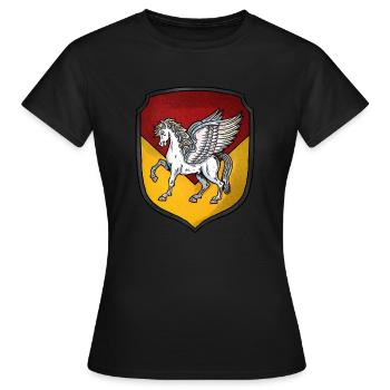 Armoiries Pégase d’argent - T-shirt Femme - noir - Devant - AI Model Female 172 dark (172cm)