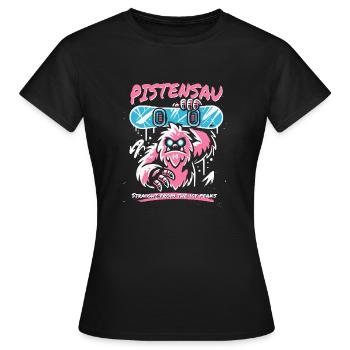 Pistensau - Snowboard - Schnee - Snowboarder - Frauen T-Shirt - Schwarz - Vorne - AI Model Female 172 dark (172cm)