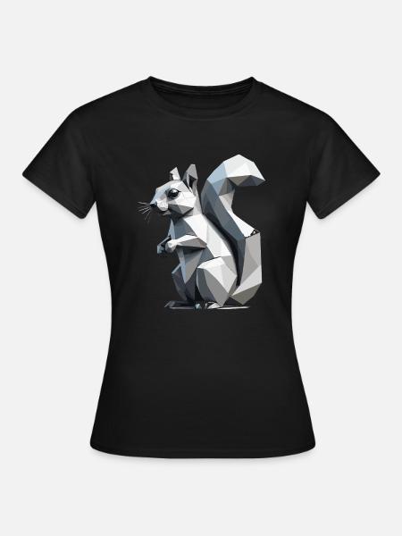 Eekhoorn - schattig ontwerp met lage veelhoek - Vrouwen T-shirt - zwart