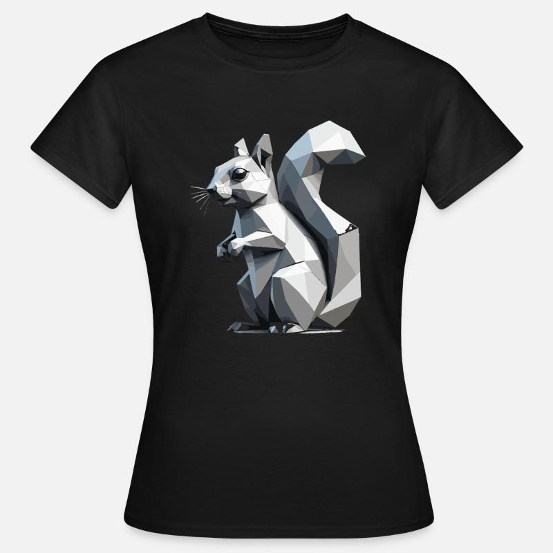 Écureuil - Mignon design de polygone bas - T-shirt Femme - noir