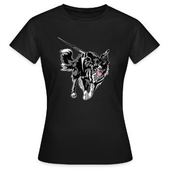 Border Collie Running - Women's T-Shirt - black - Front - AI Model Female 172 dark (172cm)