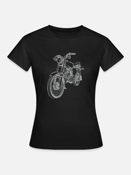 Simson S51 Vintage Lineart Silhouette - Frauen T-Shirt - Schwarz