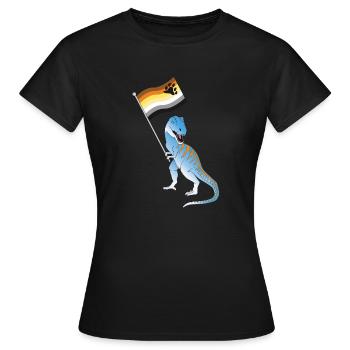 Homosexuell Bär Flagge Dinosaurier LGBTQIA Homosexueller Stolz - Frauen T-Shirt - Schwarz - Vorne - AI Model Female 172 dark (172cm)