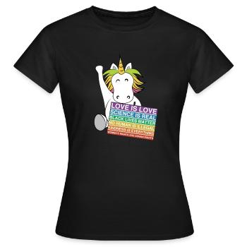 Licorne de justice sociale activiste signe l’équité - T-shirt Femme - noir - Devant - AI Model Female 172 dark (172cm)