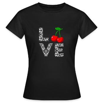 Cerise cerise battement de coeur fruit cerises - T-shirt Femme - noir - Devant - AI Model Female 172 dark (172cm)