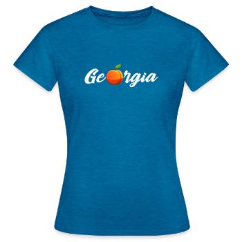 Georgia Peach State - T-shirt Femme - bleu saphir antique chiné - Devant - AI Model Female 172 dark (172cm)