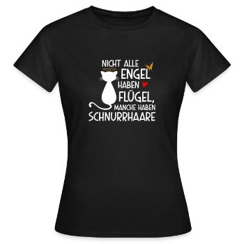 schnurrhaare katzen katze kater kätzchen flügel - Frauen T-Shirt - Schwarz - Vorne - AI Model Female 172 dark (172cm)