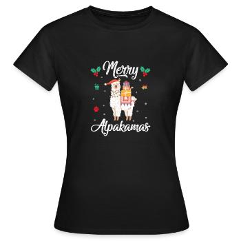 Merry Alpakamas Alpaka Santa Claus Geschenk - Frauen T-Shirt - Schwarz - Vorne - AI Model Female 172 dark (172cm)