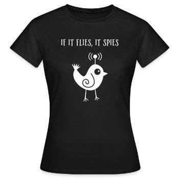 Quand il vole, il espionne - T-shirt Femme - noir - Devant - AI Model Female 172 dark (172cm)