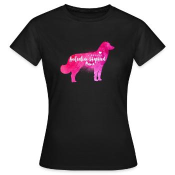 Liebende Australian Shepherd Mama - Frauen T-Shirt - Schwarz - Vorne - AI Model Female 172 dark (172cm)