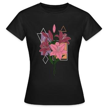 Lilien - Frauen T-Shirt - Schwarz - Vorne - AI Model Female 172 dark (172cm)