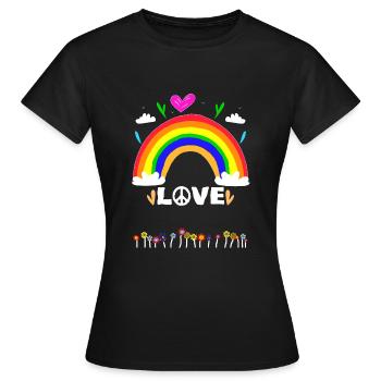 Liebe gewinnt Regenbogen - Frauen T-Shirt - Schwarz - Vorne - AI Model Female 172 dark (172cm)