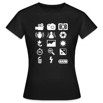 DSLR Camera Symbol - Frauen T-Shirt - Schwarz - Vorne - AI Model Female 172 dark (172cm)