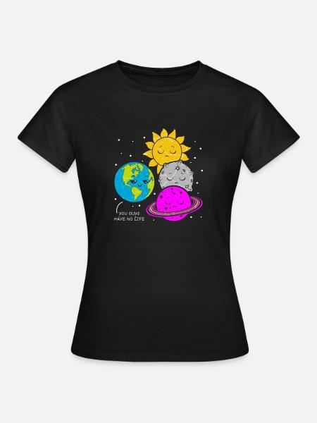 Earth Moon Planet Physique du système solaire Funny Life - T-shirt Femme - noir
