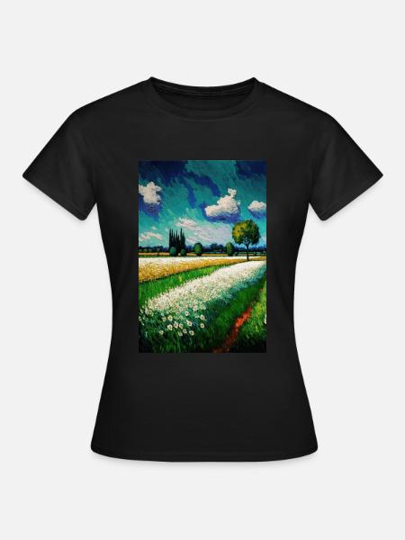 Blumenfeld - Frauen T-Shirt - Schwarz