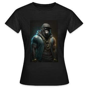 Rappeur Gorilla - T-shirt Femme - noir - Devant - AI Model Female 172 dark (172cm)