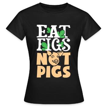 Mange Figs Not Pigs - Vegan, défenseur des droits des animaux - T-shirt Femme - noir - Devant - AI Model Female 172 dark (172cm)