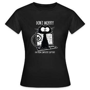 Schwarze Katze Lustiger Spruch Computer Support - Frauen T-Shirt - Schwarz - Vorne - AI Model Female 172 dark (172cm)