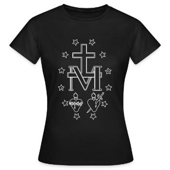 Wundermedaille (Medaille der Unbefleckten Empfängnis) - Frauen T-Shirt - Schwarz - Vorne - AI Model Female 172 dark (172cm)