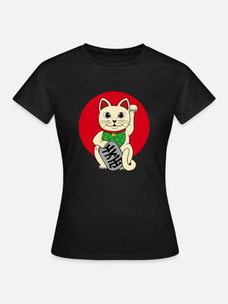 Glückskatze - Frauen T-Shirt - Schwarz