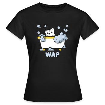 Süßes Katzenmotiv in der Badewanne mit - Frauen T-Shirt - Schwarz - Vorne - AI Model Female 172 dark (172cm)