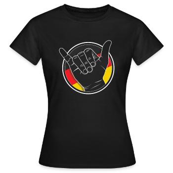 Hang ten / Vdub Greeting / Shaka wave - Allemagne - T-shirt Femme - noir - Devant - AI Model Female 172 dark (172cm)