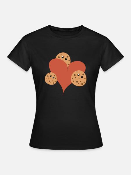 Herz mit Cookies - Frauen T-Shirt - Schwarz