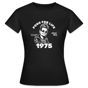 50. Birthday Pogo for life since 05/1975 - Women's T-Shirt - black - Front - AI Model Female 172 dark (172cm)