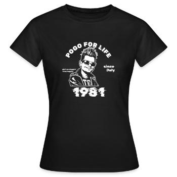 44. Geburtstag Pogo for life since 07/1981 - Frauen T-Shirt - Schwarz - Vorne - AI Model Female 172 dark (172cm)