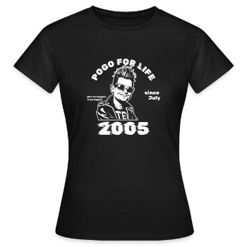 20ème Anniversaire Pogo pour la vie depuis 07/2005 - T-shirt Femme - noir - Devant - AI Model Female 172 dark (172cm)