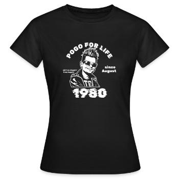 45. Geburtstag Pogo for life since 08/1980 - Women's T-Shirt - black - Front - AI Model Female 172 dark (172cm)