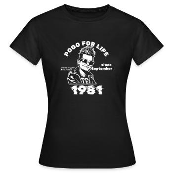 44. Anniversaire Pogo pour la vie depuis 09/1981 - T-shirt Femme - noir - Devant - AI Model Female 172 dark (172cm)