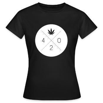 Cannabis 420 Hemp Leaf Circle White Kiffer Gift - Women's T-Shirt - black - Front - AI Model Female 172 dark (172cm)