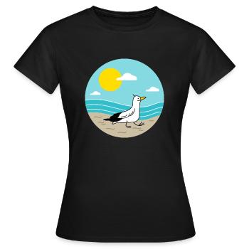 Möwe am Meer - Frauen T-Shirt - Schwarz - Vorne - AI Model Female 172 dark (172cm)
