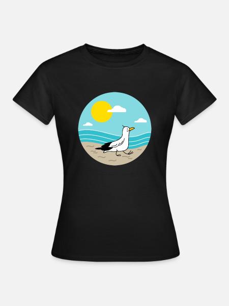 Möwe am Meer - Frauen T-Shirt - Schwarz