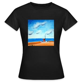 Boot am Meer - Frauen T-Shirt - Schwarz - Vorne - AI Model Female 172 dark (172cm)