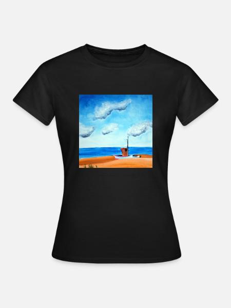 Boot am Meer - Frauen T-Shirt - Schwarz
