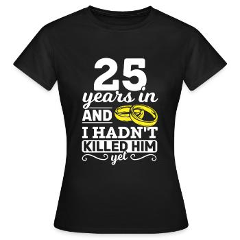 25 ans de mariage d’argent cadeau - T-shirt Femme - noir - Devant - AI Model Female 172 dark (172cm)