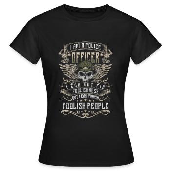 Polizistin Blaulicht Dieb - Frauen T-Shirt - Schwarz - Vorne - AI Model Female 172 dark (172cm)
