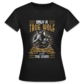 Wölfe Rudel Mond Natur - Frauen T-Shirt - Schwarz - Vorne - AI Model Female 172 dark (172cm)