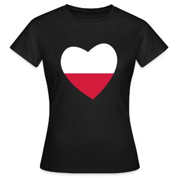 Coeur Pologne - T-shirt Femme - noir - Devant - AI Model Female 172 dark (172cm)
