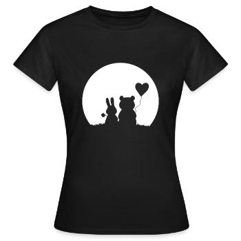Süßes Hase - Bär Paar - Liebe Herz - Frauen T-Shirt - Schwarz - Vorne - AI Model Female 172 dark (172cm)