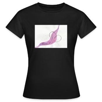 HeartLove on watercolor - Women's T-Shirt - black - Front - AI Model Female 172 dark (172cm)